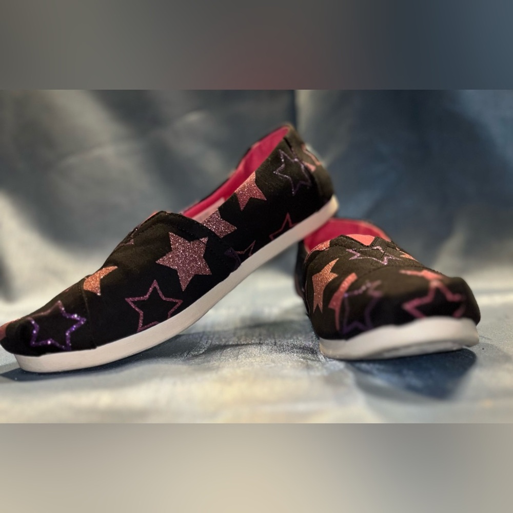 TOMs Limited Edition Black, Glitter Pink, Purple Shoes Size 7.5 - Picture 6 of 10